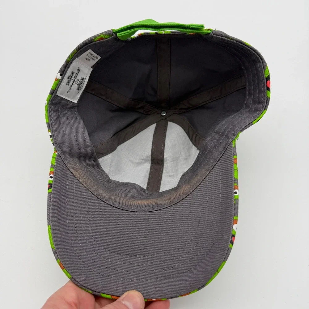 Sesame Street Oscar the Grouch Youth Baseball Cap Gray Green All Over Print Hat
